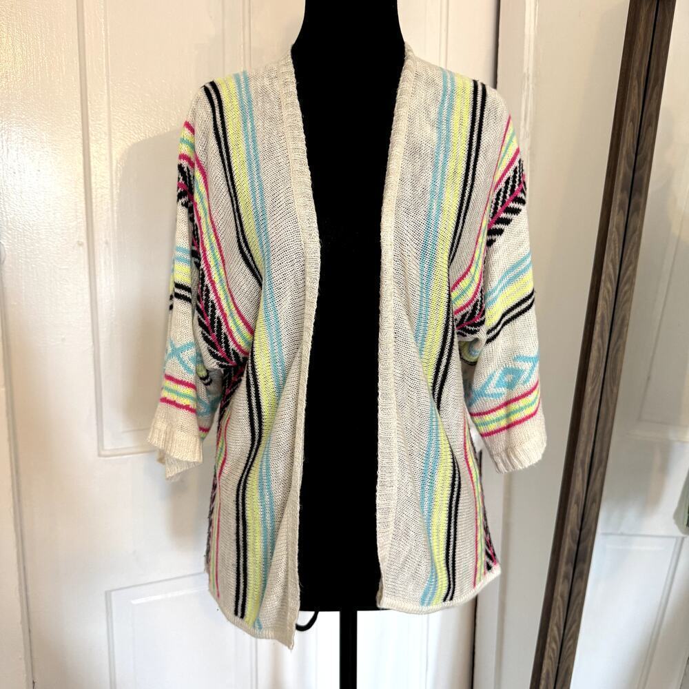 Love on a Hanger Open Cardigan Ivory Neon Women's Size Medium